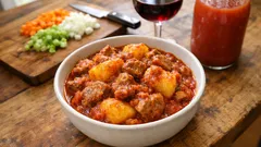 フライパンひとつで本格：豚肉とじゃがいものトマト煮込み（スペッツァティーノ）