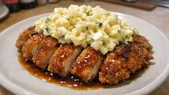 市販チキンカツでチキン南蛮風:甘酢だれはレンジ、タルタルたっぷり