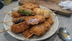 週末は揚げたてで乾杯:豚もも肉と野菜のサクサク串カツ(衣付けがラクになるコツ付き)