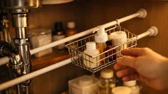 100均つっぱり棒2本で洗面台下がスライド収納に変わる片づけ術