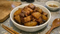 ストウブで無水「豚バラ大根」—ふたして放置で、しっとり味しみおかず