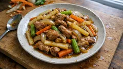 大根は炒めてもおいしい：豚肉と根菜の「みりん醤油」野菜炒め、フライパンひとつで