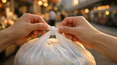 パンパンのレジ袋が一瞬で結べる、指だけのほどける結び方