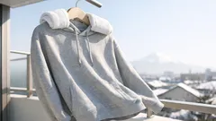 冬の外干しでパーカーが乾かないときは、乾いたフェイスタオル1枚をハンガーに巻くだけ