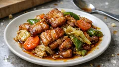 焼肉のたれで味付け一発：豚バラ×キャベツ×ピーマンの彩り炒め