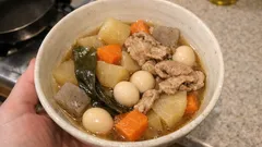 大根・にんじん・こんにゃくの味噌煮：昆布だしでコクうま、冷めても味しみ