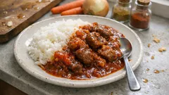 下ゆで3回で臭みゼロ。とろとろ牛すじカレーを赤ワイン×トマトでコク深く煮込むレシピ