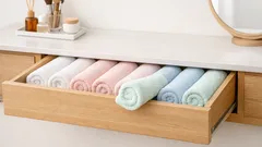 タオル収納が崩れない畳み方はこれ、ロール＋差し込みで1枚ずつスッと取れる
