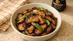 なすがべちゃっとしにくいコツ：なす・ピーマン・椎茸の甘味噌炒め（作り置き・お弁当にも）