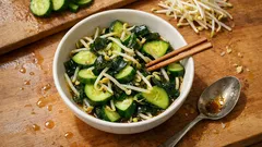 きゅうり・もやし・わかめの中華サラダ｜酢じょうゆだれでさっぱり副菜