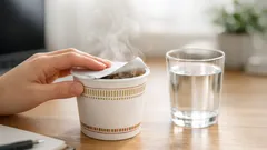 カップ麺のフタがパカッと開く原因と、道具なしで浮きを止める簡単ワザ