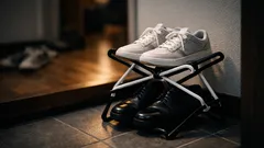 不要なハンガー2本で靴棚が2段に 玄関が狭くても片づく収納ワザ