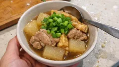 鶏もも×大根×油揚げのほっとする煮物：炒めてから煮て、短時間でも味しみ