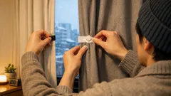 100均クリップと磁石でカーテンの隙間を塞ぐだけ、窓際の冷えをラクに対策
